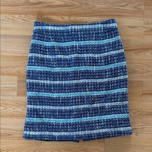 Tory Burch ‘Darren’ Tweed Blue Striped Women's Pencil Skirt 6